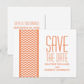 Orange Zickzack Grenze Save the Date Postkarte (Vorne/Hinten)