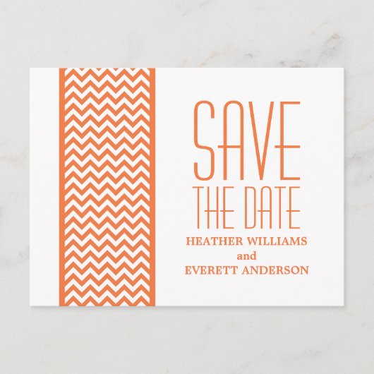 Orange Zickzack Grenze Save the Date Postkarte (Vorderseite)