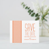 Orange Zickzack Grenze Save the Date Postkarte (Stehend Vorderseite)