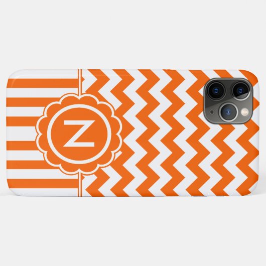 Orange Zickzack-Monogramm Case-Mate iPhone Hülle (Rückseite (Horizontal))