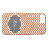 Orange Zickzack Personalisiert iPhone Case (Rückseite (Horizontal))