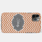 Orange Zickzack Personalisiert iPhone Case (Rückseite (Horizontal))