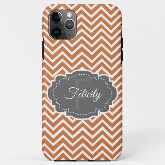 Orange Zickzack Personalisiert iPhone Case (Rückseite)