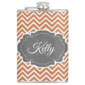Orange Zickzack Personalisierte Flasche Flachmann (Vorderseite)