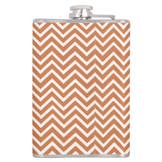 Orange Zickzack Personalisierte Flasche Flachmann (Rückseite)