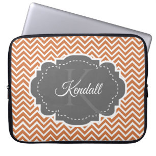 Orange Zickzack Personalisierter Laptop-Sleeve Laptopschutzhülle