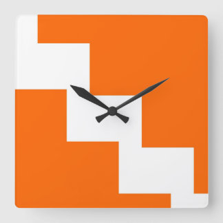 Orange Zickzack Wand-Uhr Quadratische Wanduhr