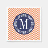 Orange Zickzack Zigzag Personalisiert Monogram Serviette (Vorderseite)