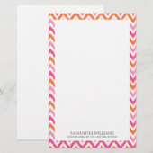 Orange Zigzag Ikat-Muster Briefpapier (Vorne/Hinten)