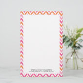 Orange Zigzag Ikat-Muster Briefpapier (Stehend Vorderseite)