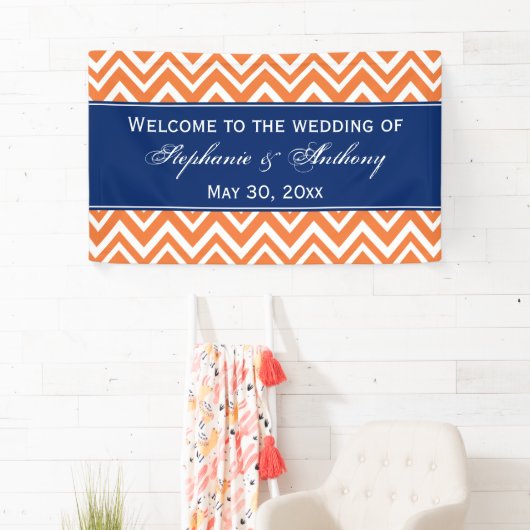 Orange Zigzag Muster mit Royal Blue Wedding Banner (Insitu)