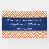 Orange Zigzag Muster mit Royal Blue Wedding Banner (Horizontal)