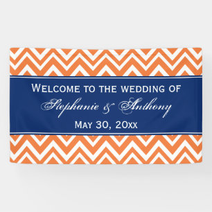 Orange Zigzag Muster mit Royal Blue Wedding Banner