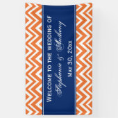 Orange Zigzag Muster mit Royal Blue Wedding Banner (Vertikal)