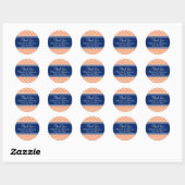 Orange Zigzag Pattern, Royal Blue Vielen Dank Runder Aufkleber (Blatt)