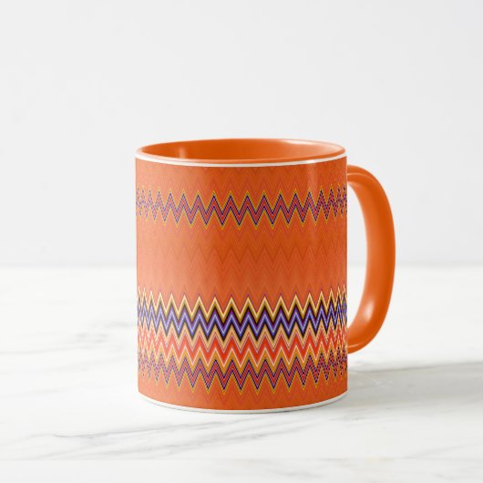 Orange Zigzag Tasse (VorderseiteRechts)