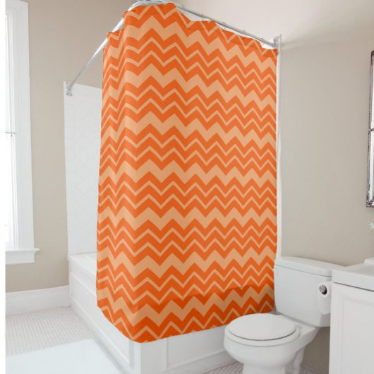 Orange Zigzag Zickzack Muster Duschvorhang