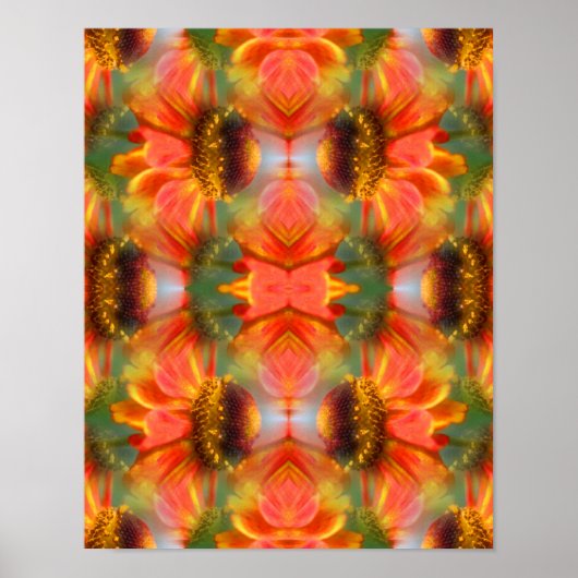 Orange Zinnia Blume Abstrakt Poster (Vorne)