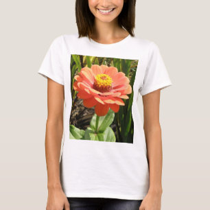 Orange Zinnia Blume Ladys T Shirt