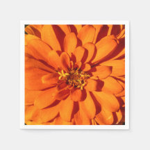 Orange Zinnia Blume Paper Napkin