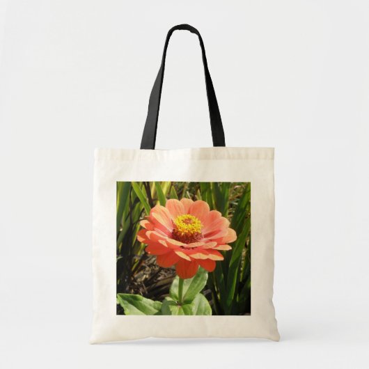 Orange Zinnia Blume Tote Tasche (Vorne)