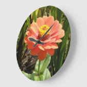Orange Zinnia Blume Wall Clock Große Wanduhr (Winkel)