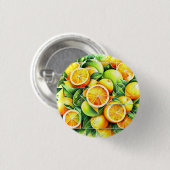 Orange-Zitrone-Botanisch-Citrus-Geometrisch Button (Vorne & Hinten)