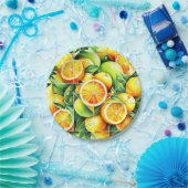 Orange Zitrone Botanisch Citrus Geometrisch Pappteller (Party)