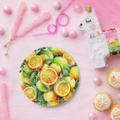 Orange Zitrone Botanisch Citrus Geometrisch Pappteller (Party)