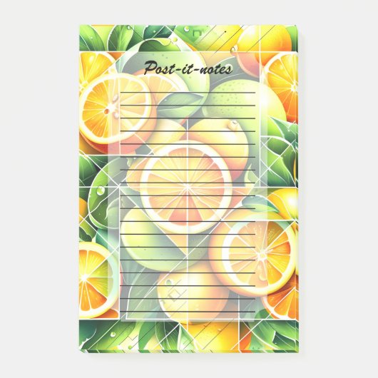 Orange Zitrone Botanisch Citrus Geometrisch Post-it Klebezettel (Vorderseite)
