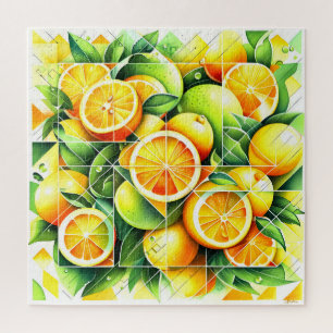 Orange Zitrone Botanisch Citrus Geometrisch Puzzle