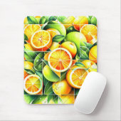Orange Zitrone Botanisch Zitrus Geometrisch Mousepad (Mit Mouse)