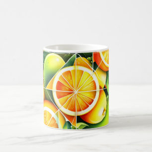 Orange Zitronen Botanische Zitrusschalen Geometris Kaffeetasse