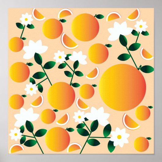Orange Zitrus Blumen Poster (Vorne)