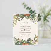 Orange Zitrusblütenhochzeit sparen das Datum (Stehend Vorderseite)