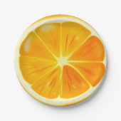 Orange Zitrusfrucht-Scheibe auf PapierTeller (Vorderseite)