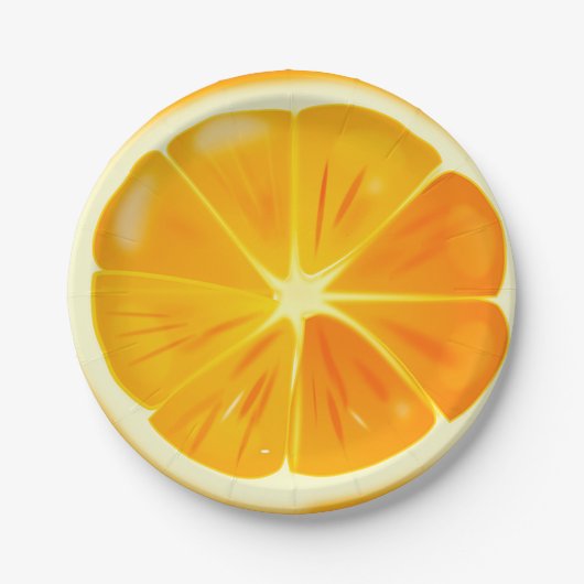 Orange Zitrusfrucht-Scheibe auf PapierTeller (Vorderseite)