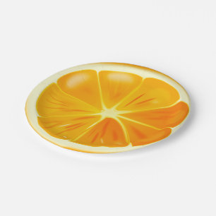 Orange Zitrusfrucht-Scheibe auf PapierTeller