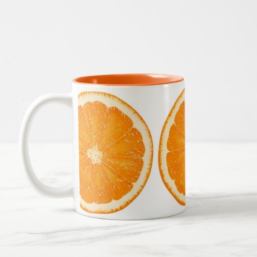 Orange Zitrusfrucht-Tasse Zweifarbige Tasse (Links)