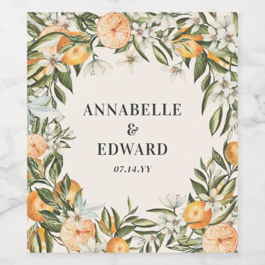 Orange Zitrusfrüchte elegante moderne minimale Hoc Weinetikett (Einzelnes Label)