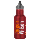 Orange Zugkindervoll genannte Getränkflasche Edelstahlflasche (Links)