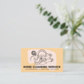 Orange Zuhause Cleaning Service Janitorial Maid Visitenkarte (Stehend Vorderseite)