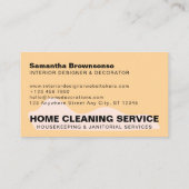 Orange Zuhause Cleaning Service Janitorial Maid Visitenkarte (Rückseite)