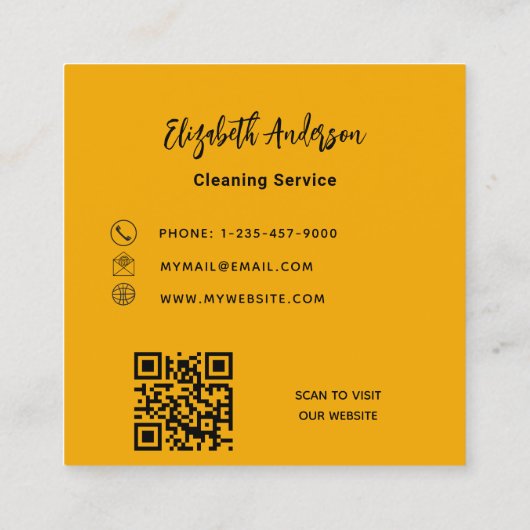 Orange Zuhause Reinigungsservice QR-Code Quadratische Visitenkarte (Rückseite)