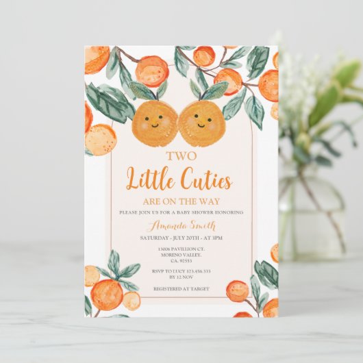 Orange Zwei kleine Süsse sind auf dem Weg nach Gre Einladung (Stehend Vorderseite)