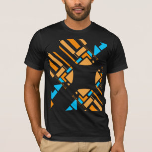 Orangeblaue geometrische Kreis-Südwest-Kunst-Optik T-Shirt