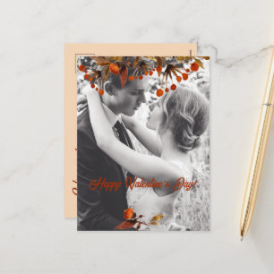 Orangebraune Blätter Valentinstag Fügen Sie Ihr ei Feiertagspostkarte
