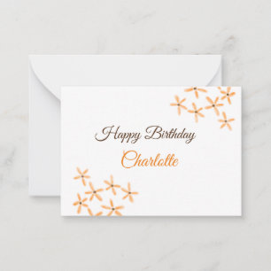 Orangebraune Blume Alles Gute zum Geburtstag Name  Mitteilungskarte