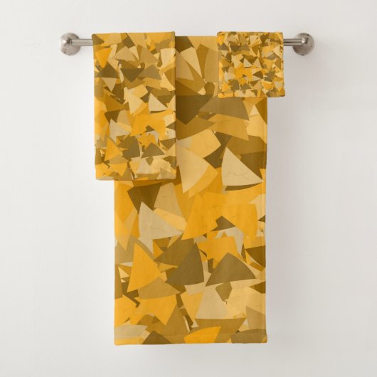 Orangebraunes Dreieckmuster Badhandtuch Set (Insitu)