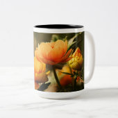 OrangeButterfly, orange Blumen Zweifarbige Tasse (VorderseiteRechts)